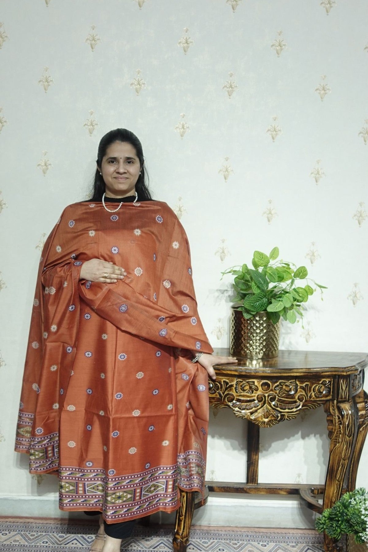 Jamdani- Moonga Cotton with Kullu Patti Weaving