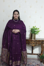 Jamdani- Moonga Cotton with Ajrakh Motifs Weaving