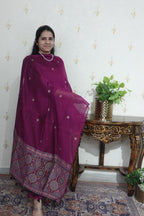 Jamdani- Moonga Cotton with Ajrakh Motifs Weaving