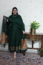 Jamdani- Moonga Cotton with Ajrakh Motifs Weaving