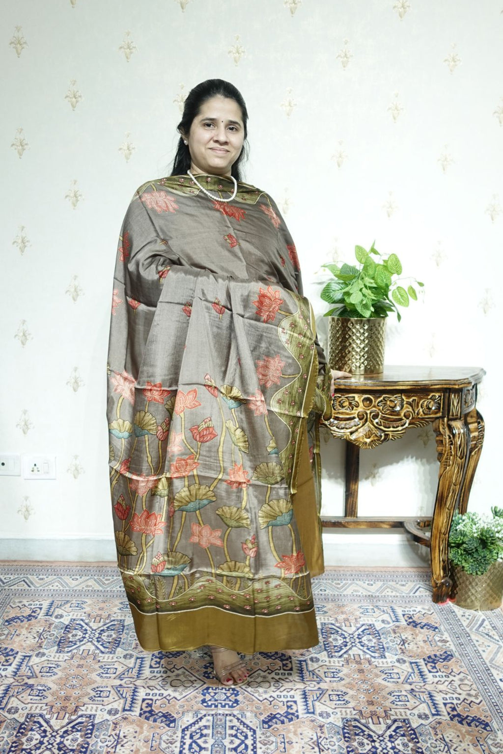 Maheshwari Silk with Tabby Dupatta