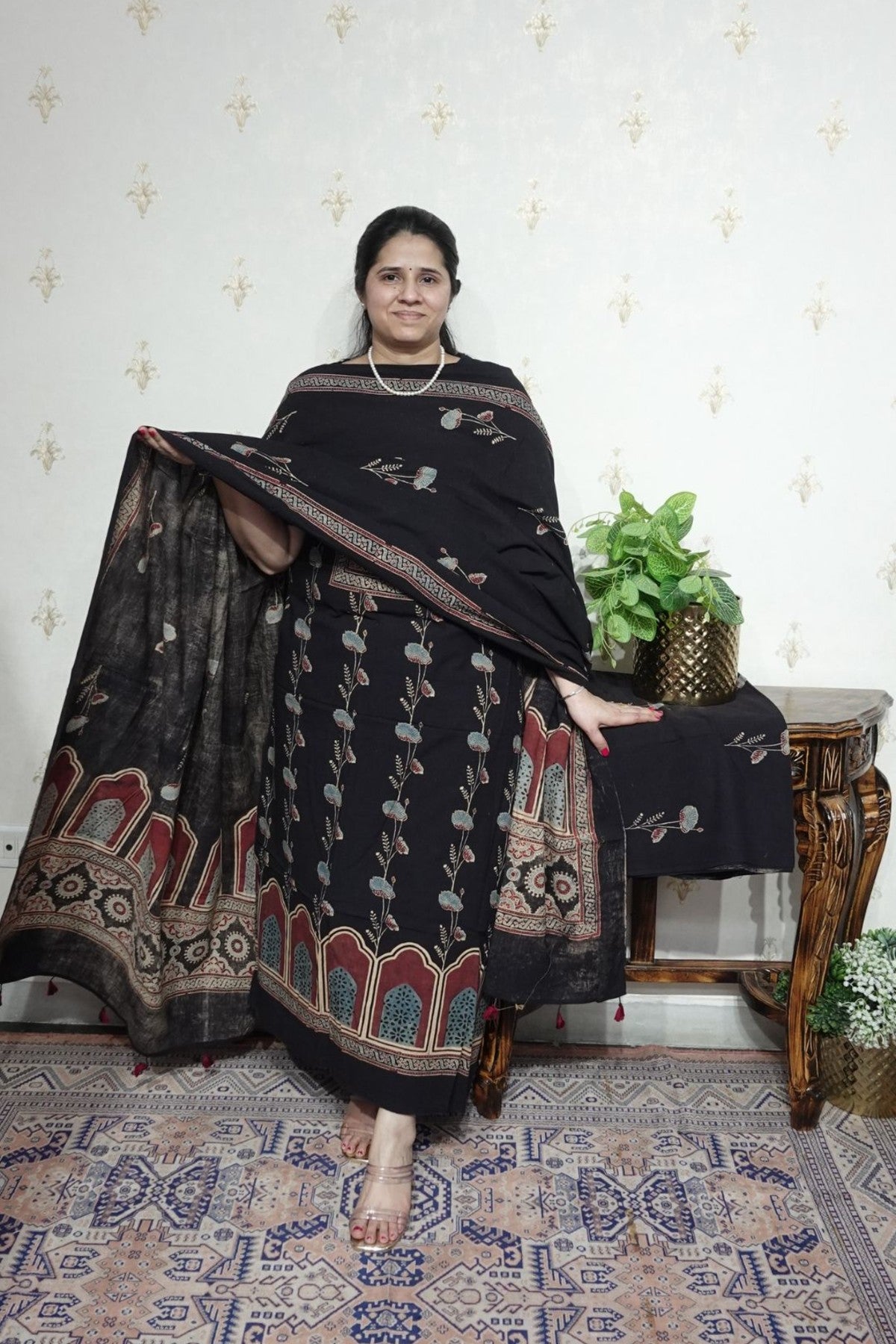 Ajrakh suits sets on Taj group Pure Cotton