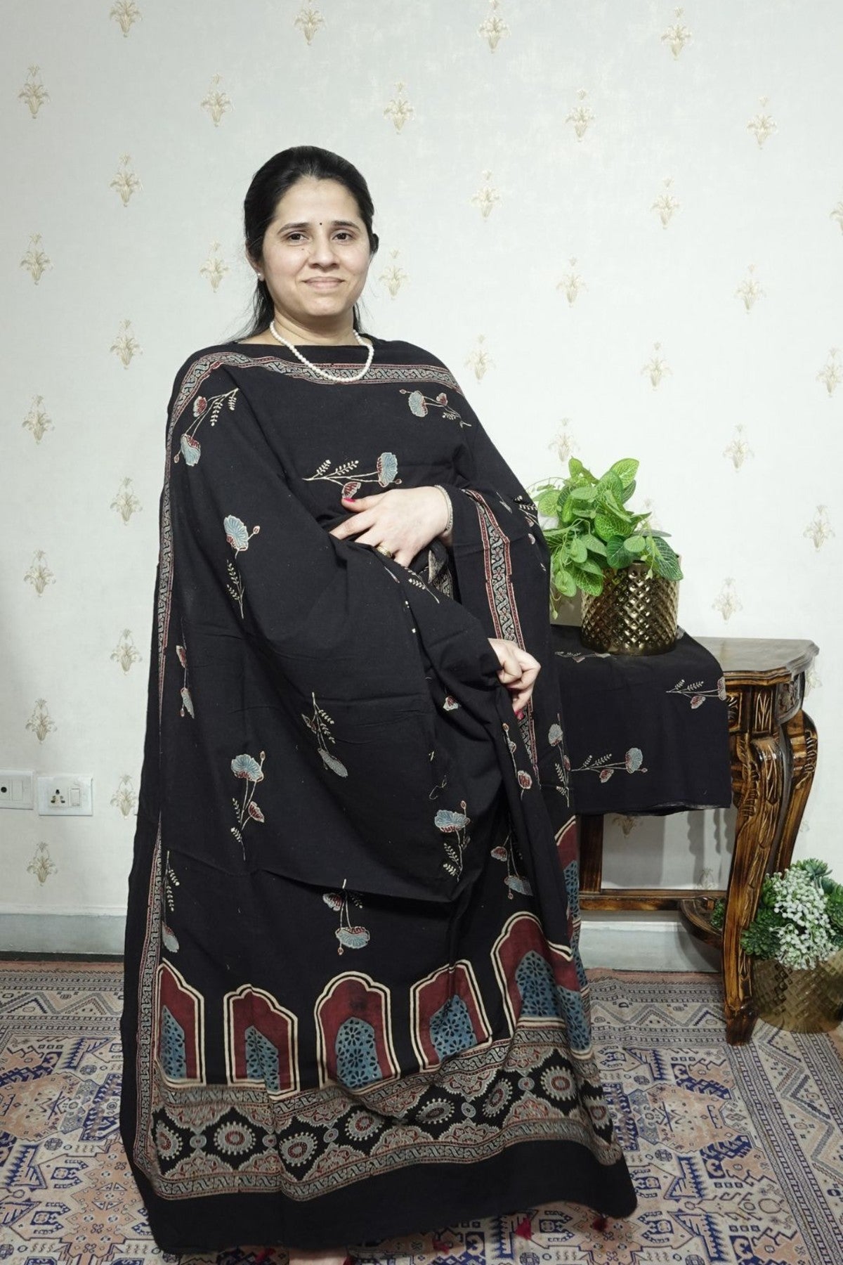 Ajrakh suits sets on Taj group Pure Cotton