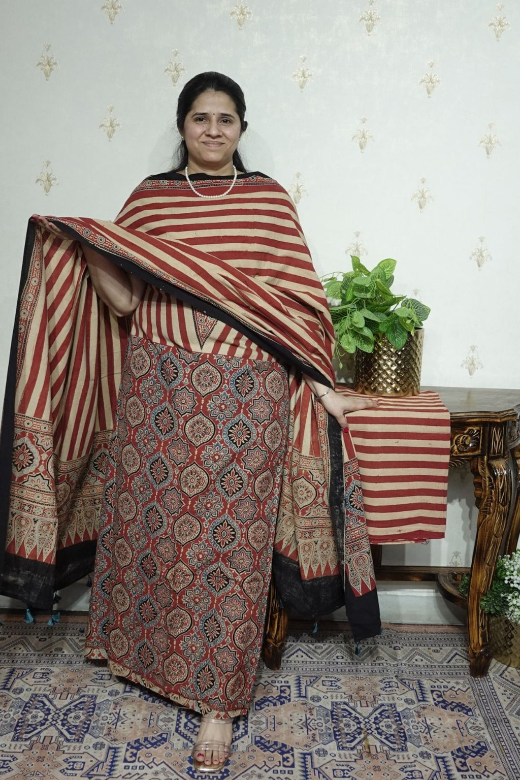 Ajrakh suits sets on Taj group Pure Cotton