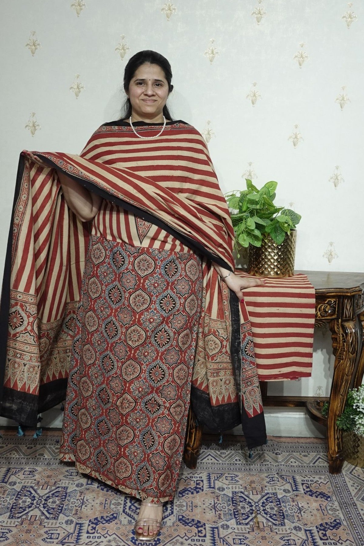 Ajrakh suits sets on Taj group Pure Cotton