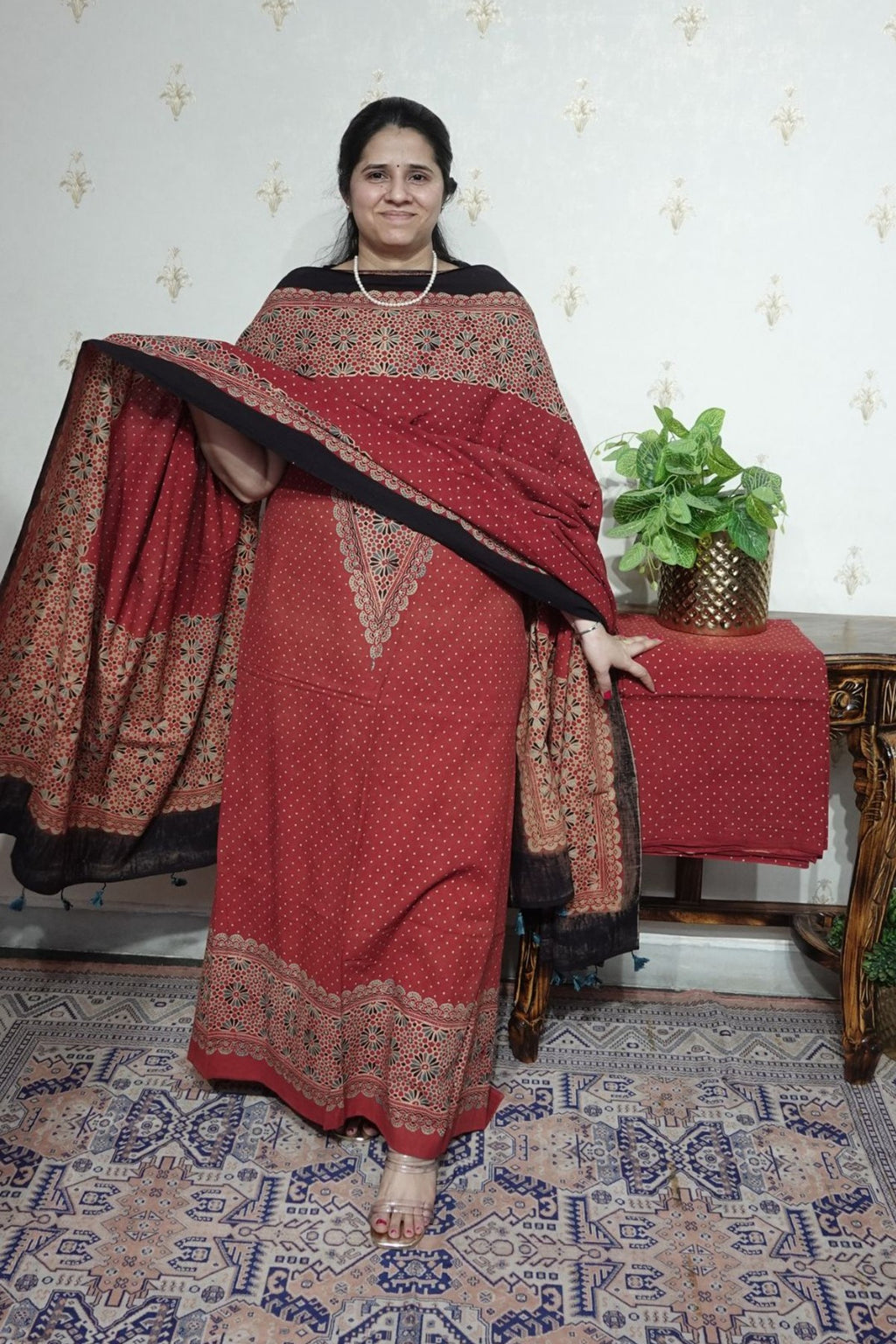 Ajrakh suits sets on Taj group Pure Cotton