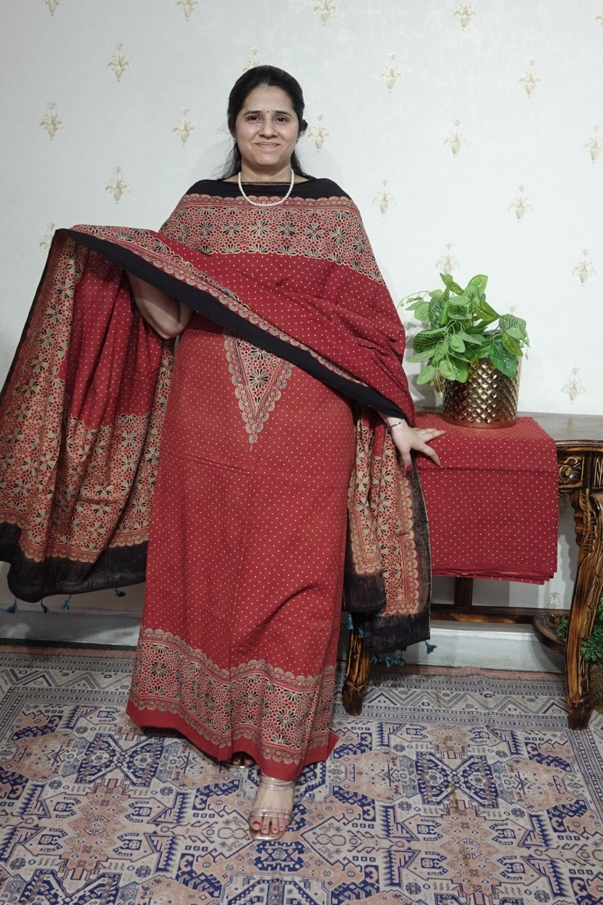 Ajrakh suits sets on Taj group Pure Cotton