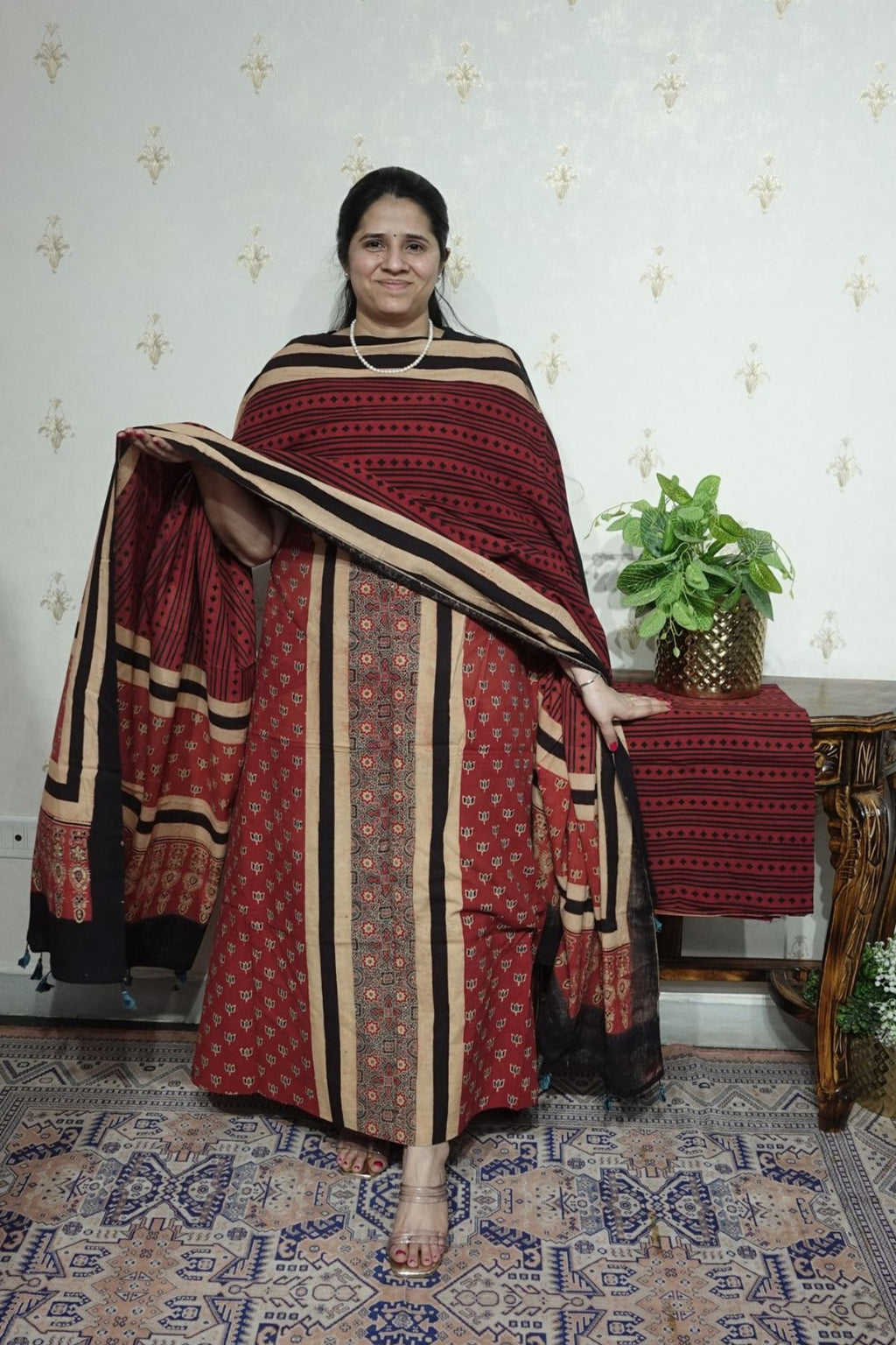 Ajrakh suits sets on Taj group Pure Cotton