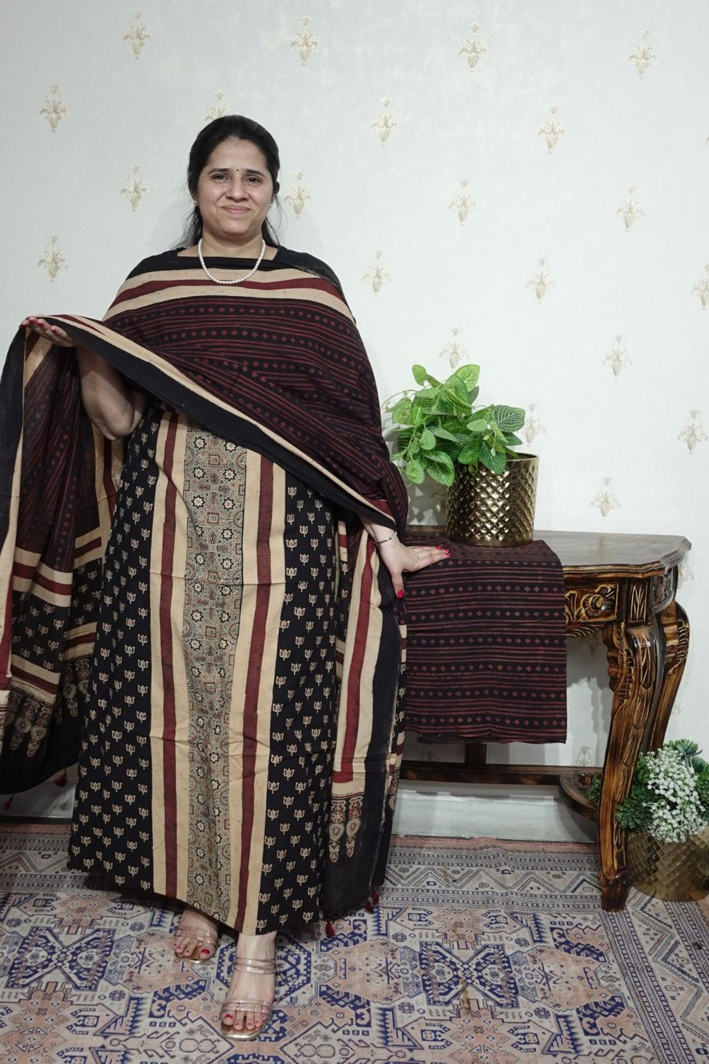 Ajrakh suits sets on Taj group Pure Cotton