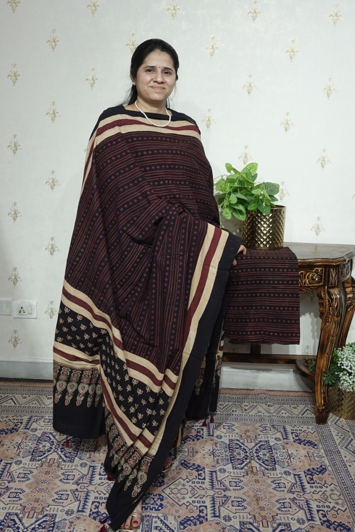 Ajrakh suits sets on Taj group Pure Cotton