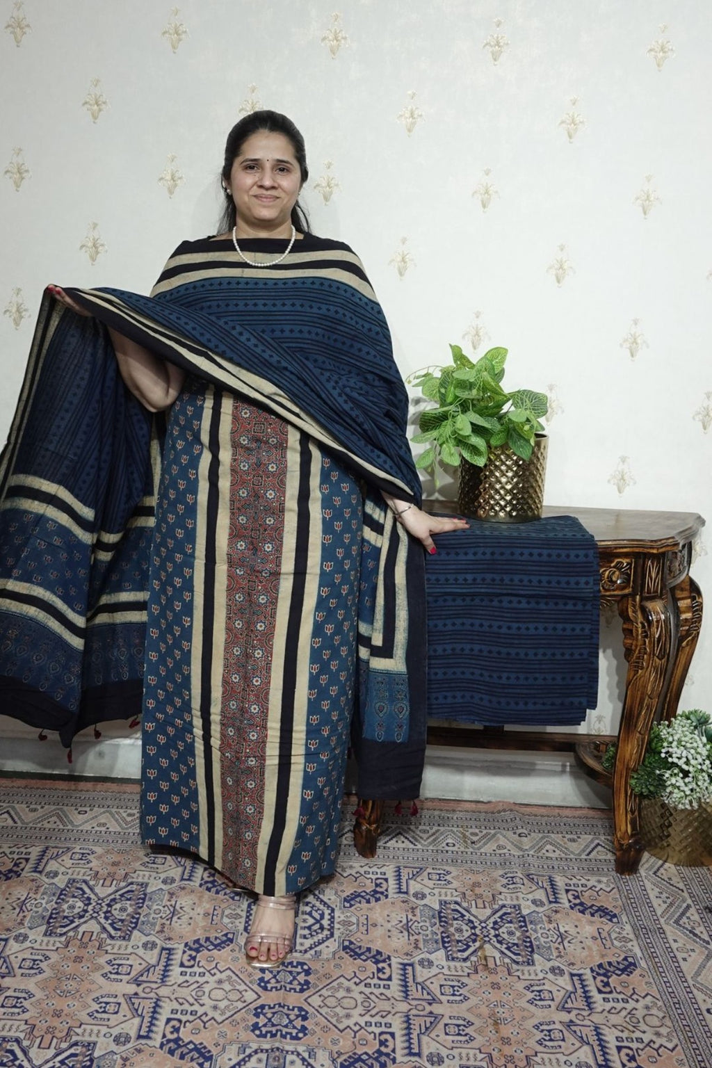 Ajrakh suits sets on Taj group Pure Cotton