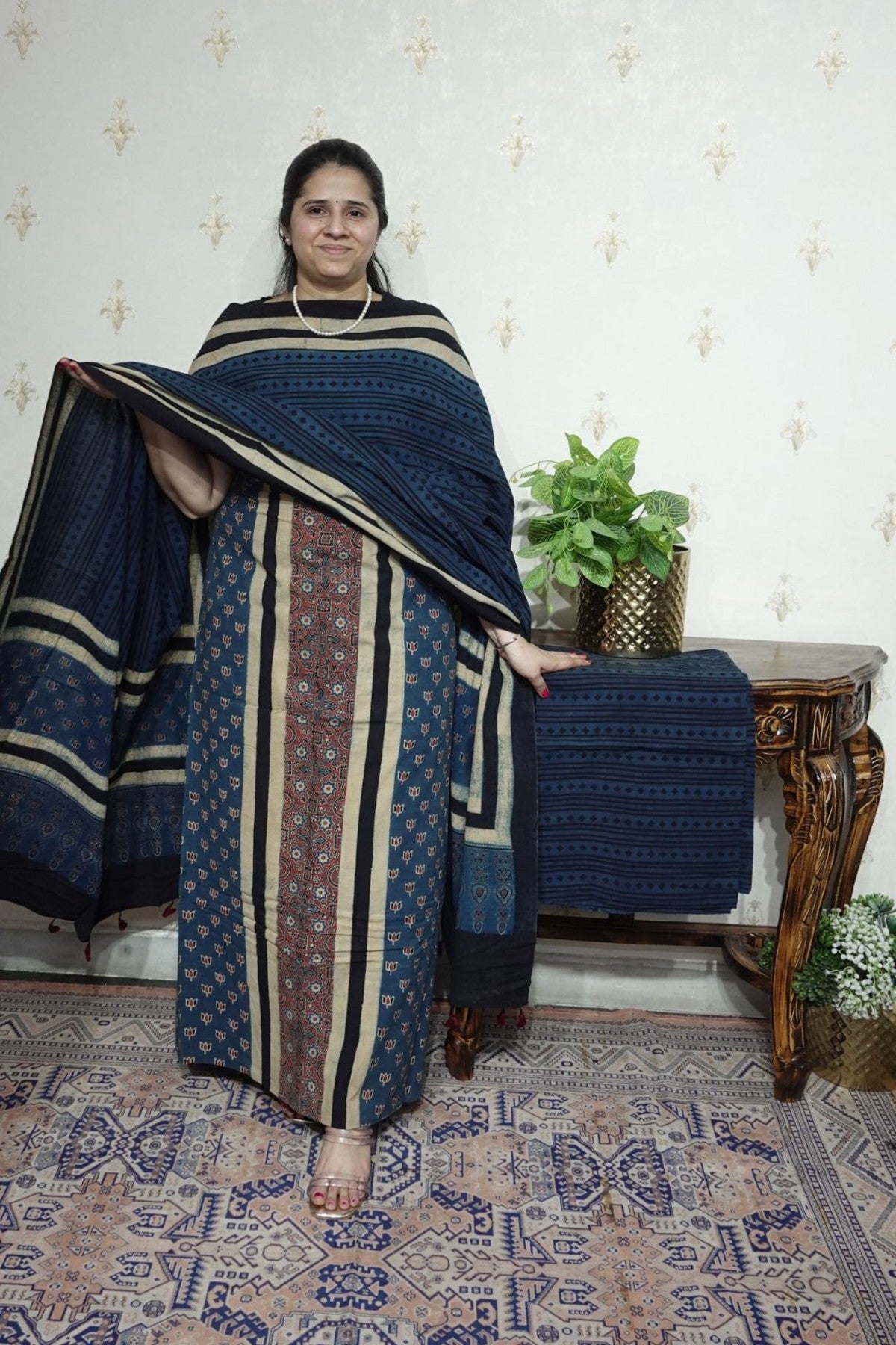 Ajrakh suits sets on Taj group Pure Cotton