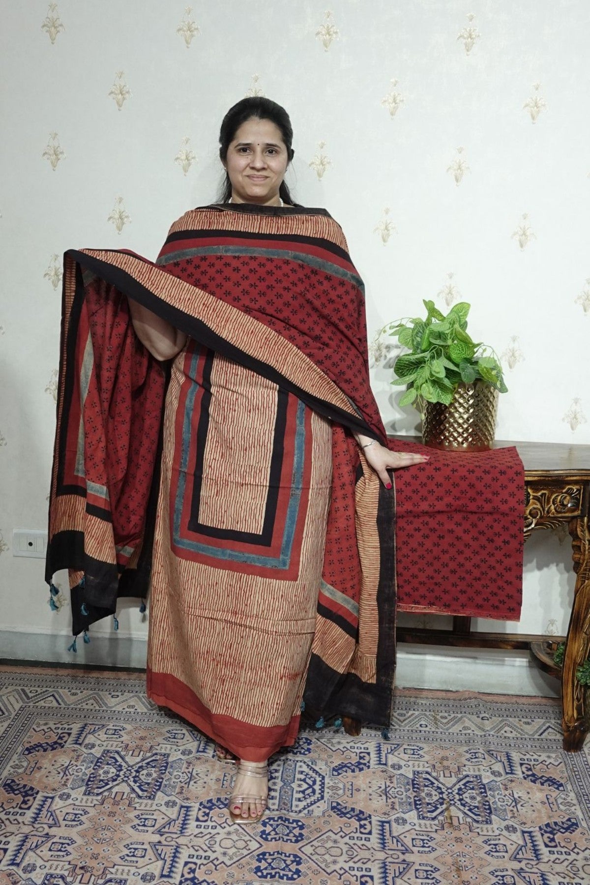 Ajrakh suits sets on Taj group Pure Cotton
