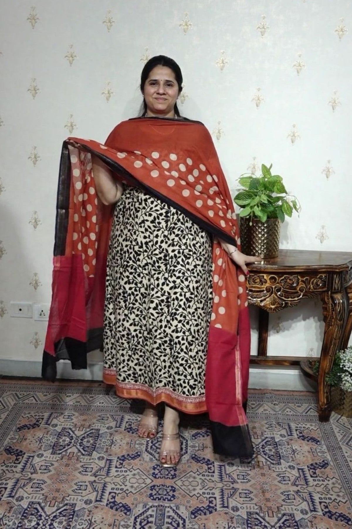 Kanzi Cotton with Block Print- Soft cotton