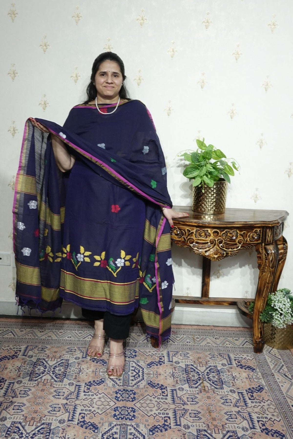 Jamdani Handspun cotton -Kurta Dupatta Set