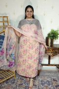 Floral Print on Chiffon with Chiffon Dupatta and Crape bottom