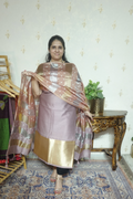 Pure Mul Elegance: Banarsi Weaving with Bandini Dupatta and Tie and Dye