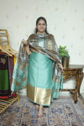 Pure Mul Elegance: Banarsi Weaving with Bandini Dupatta and Tie and Dye
