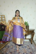 Pure Mul Elegance: Banarsi Weaving with Bandini Dupatta and Tie and Dye