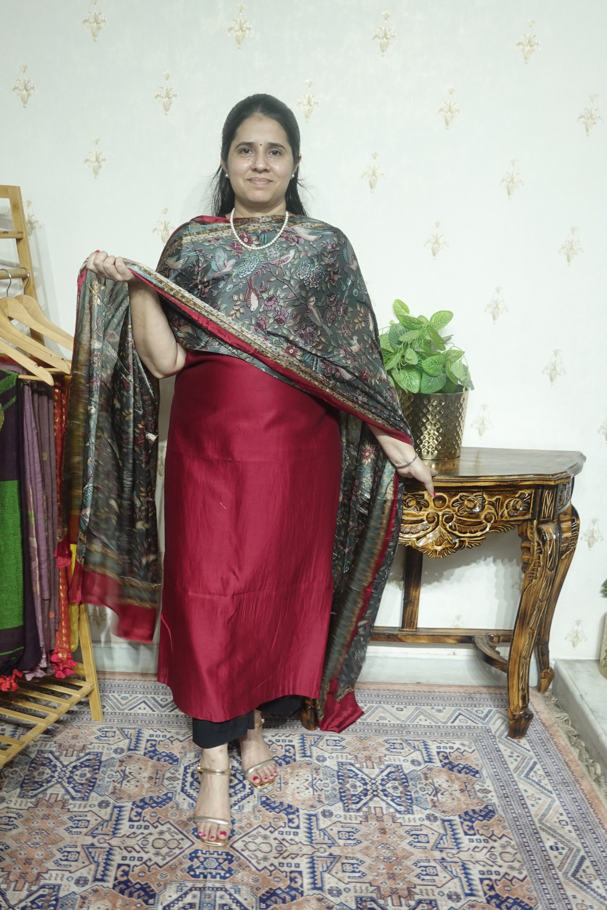 Maheshwari Silk with Tabby Dupatta