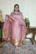 Pure Mul Elegance: Banarsi Weaving with Bandini Dupatta