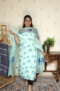 Floral Print on Chiffon with Chiffon Dupatta and Crape bottom