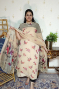 Floral Print on Chiffon with Chiffon Dupatta and Crape bottom